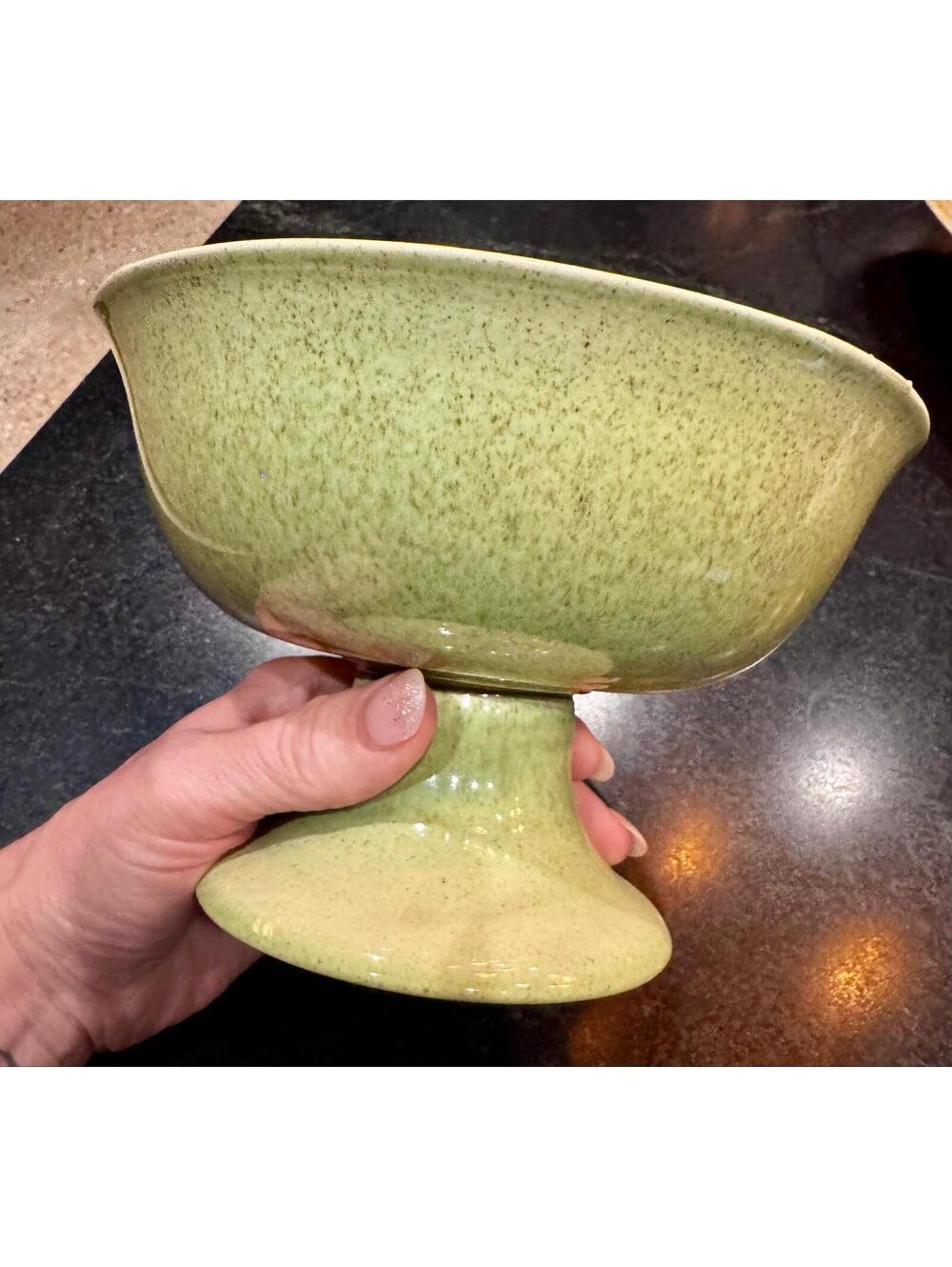 Vintage Red Wing Pottery Pedestal Bowl 5022, as is